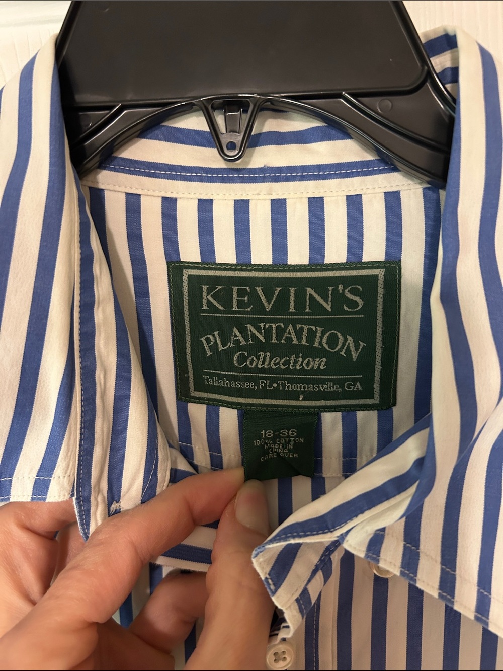Men's Blue & White Striped Dress Shirt by